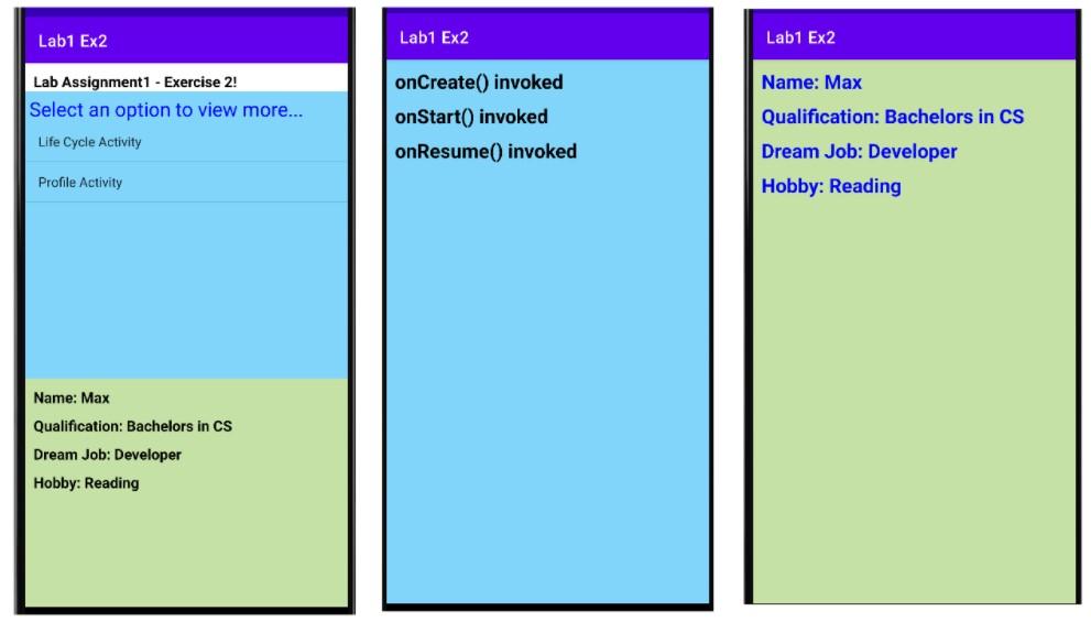 Develop an Android Application that demonstrates the activity life cycle methods and