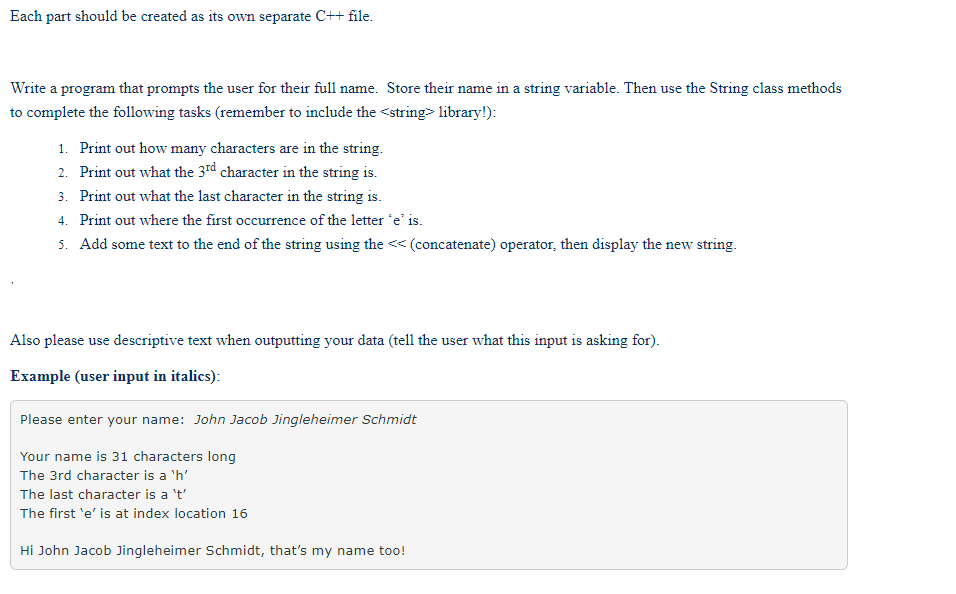 Please help me with this assignment Each part should be created as