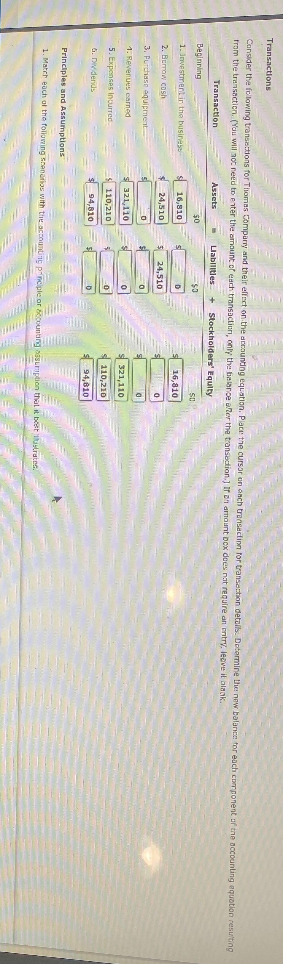  Transactions from the transaction. (You will not need to enter the