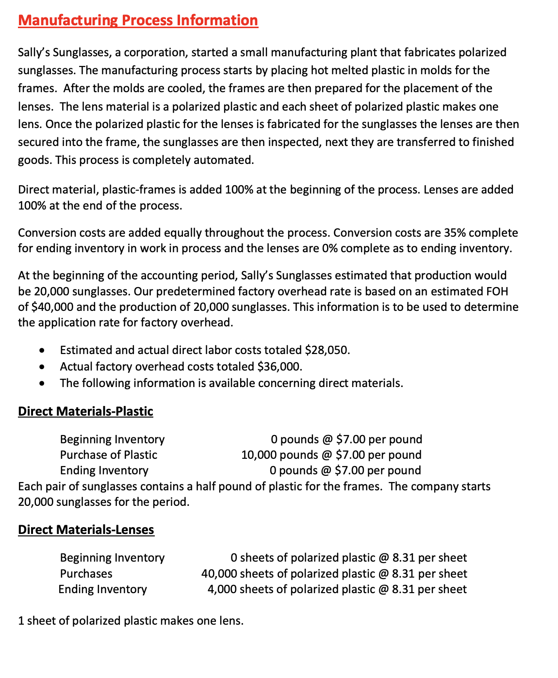 Inventory in Units AND Dollars b) Ending Finished Goods Inventory in Units