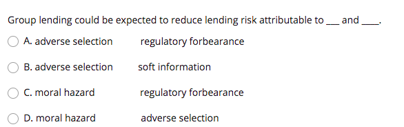  Group lending could be expected to reduce lending risk attributable to