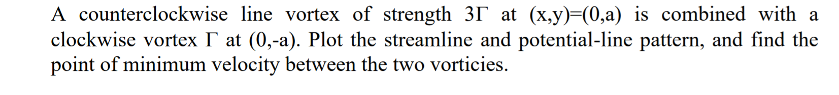 Plot in Matlab: A counterclockwise line vortex of strength 31 at (x,y)=(0,a)
