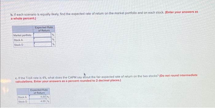scenarios for the economy and the expected returns in each scenario for