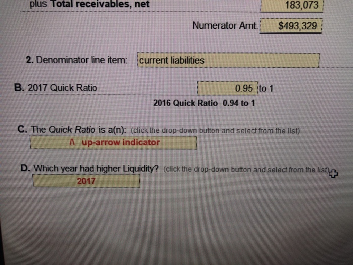  Is the quick ratio up arrow indicator or is IT up