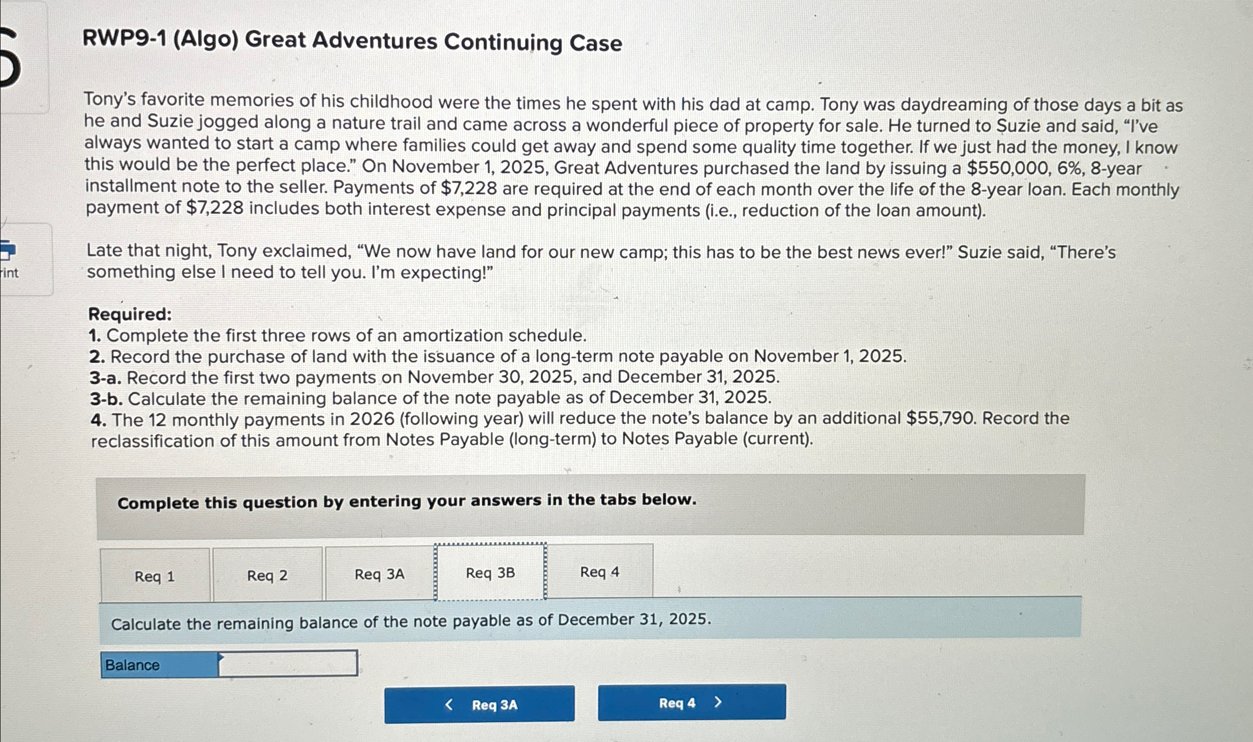  RWP9-1(Algo) Great Adventures Continuing Case Tony's favorite memories of his childhood