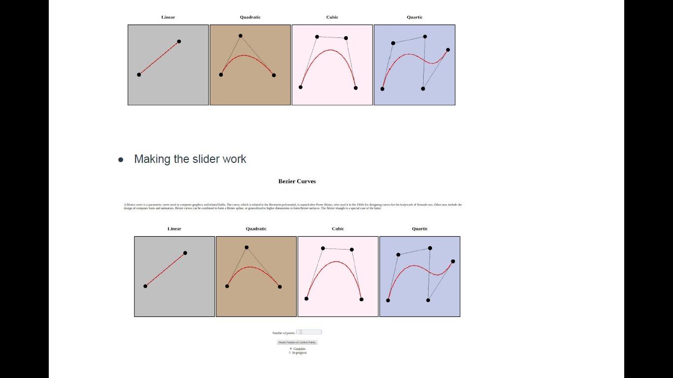 D3 javascript should be used. Making the four Bezier curves Making