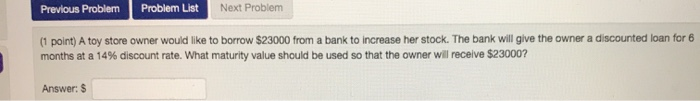  Previous Problem Problem List Next Problem (1 point) A toy store
