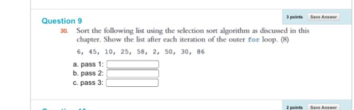  Sort the following list using the selection sort algorithm as discussed