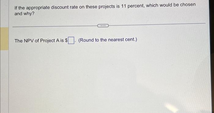 of evaluating two mutually exclusive projects with the following projected cash flows: