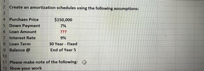 please make a note and show working. thanks 2 Create an amortization