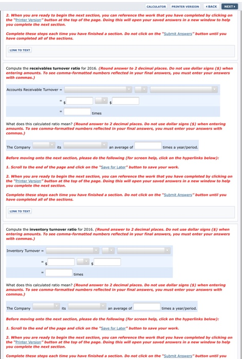 Ended December 31, 2016 and 2015 2015 Net sales (all on account)