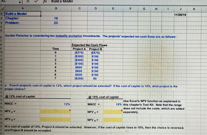  & x > Build a Model K B D E F