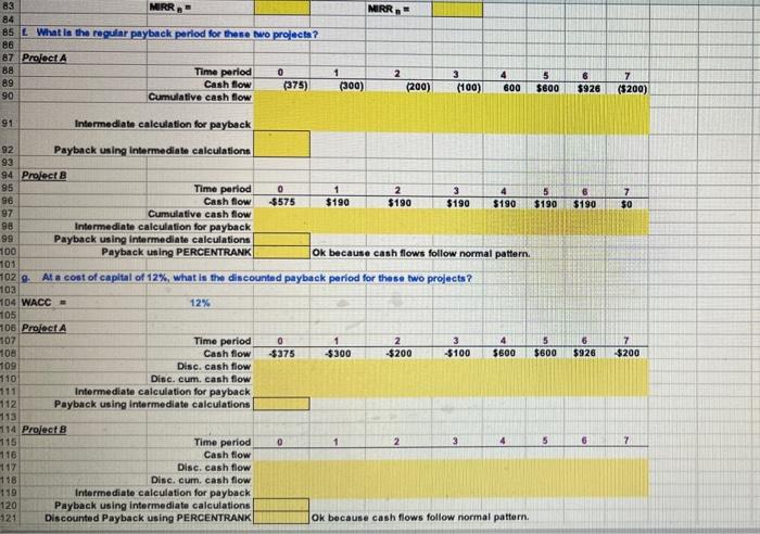 exclusive investments. The projects' expected net cash flows are as follows: 7