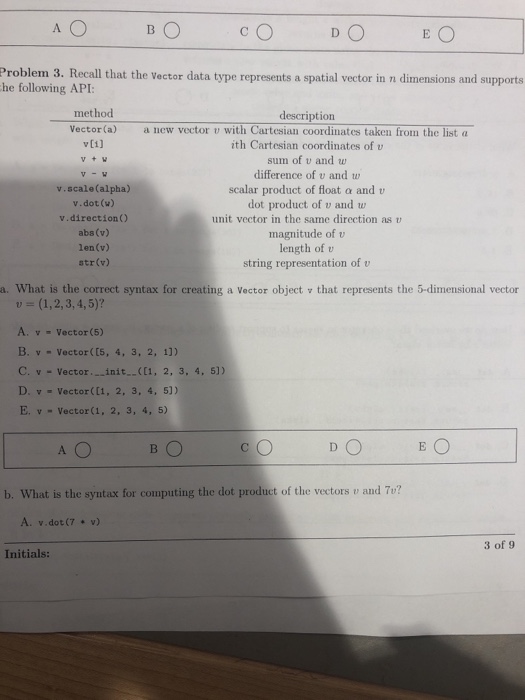  Problem 3. Recall that the vector data type represents a spatial