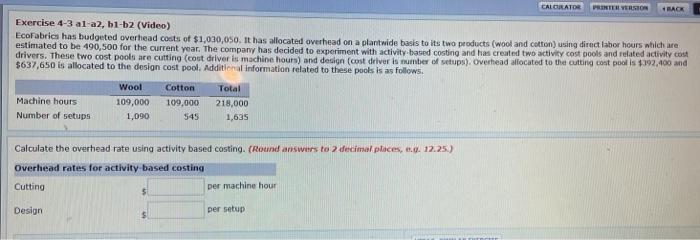  CALGRATOR PRINTER VERSION HACK Exercise 4-3 al-a2, b1-2 (Video) EcoFabrics has