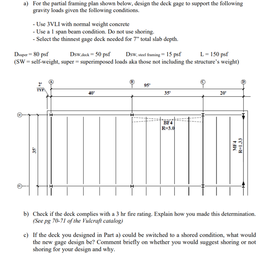  a) For the partial framing plan shown below, design the deck