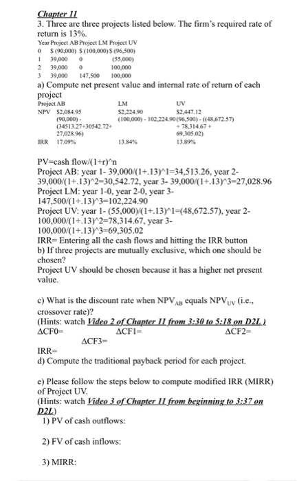 Please show work, for part E! 1 3 Chapter 11 3.