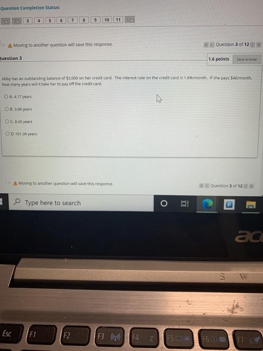  Question Completion Status: 10 20 6 7 8 9 10 11