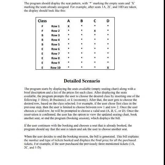 Project Description Write a program to assign passengers seats on a plane