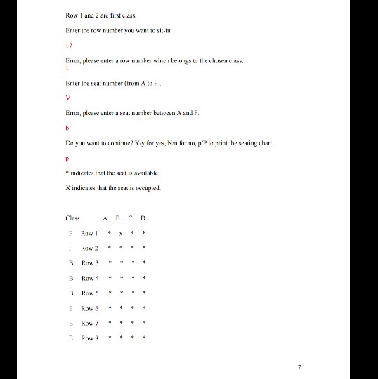 per ticket) o 10 Rows: o Row 1-2: First class o Row