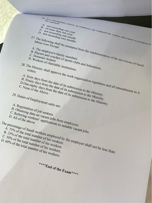 employer and is under his responsibility. D. All of the above 2.