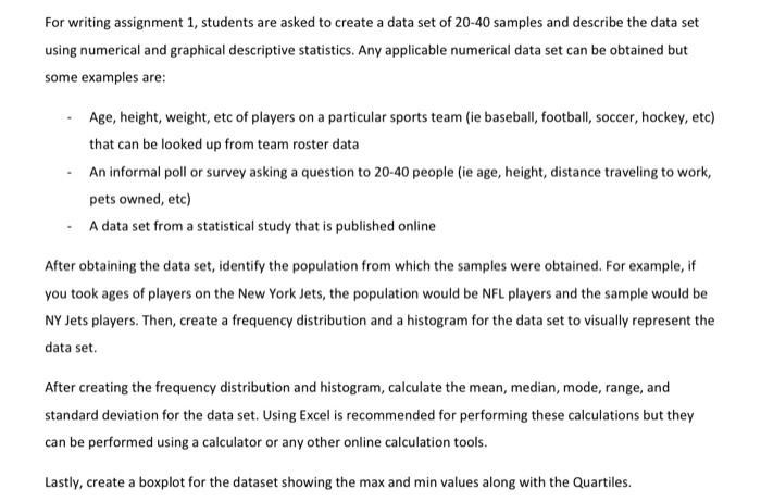  For writing assignment 1 , students are asked to create a