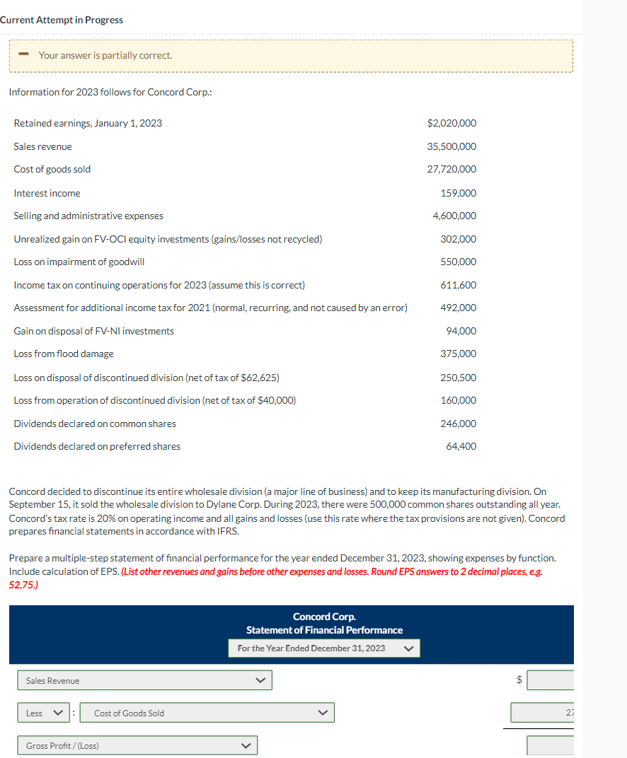  Current Attempt in Progress Your answer is partially correct. Information for