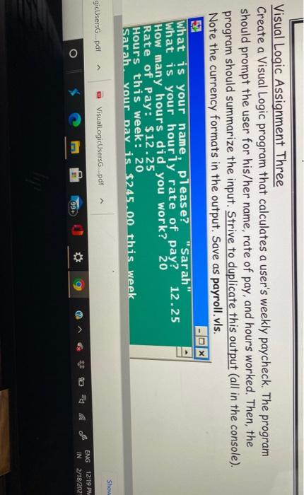  Visual Logic Assignment Three Create a Visual Logic program that calculates