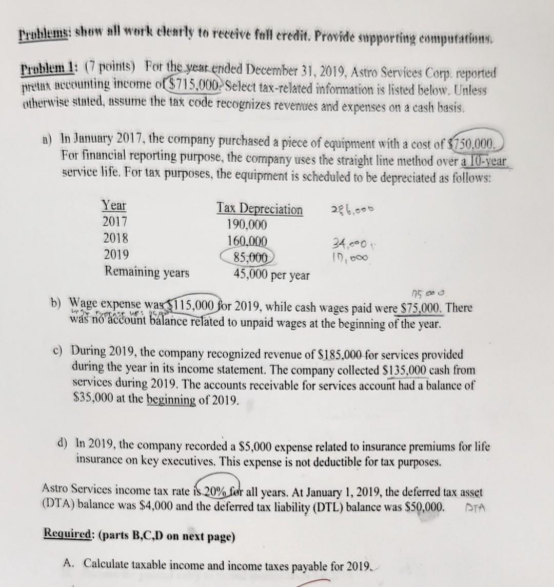 How to solve this problem? Problems: show all work dently to