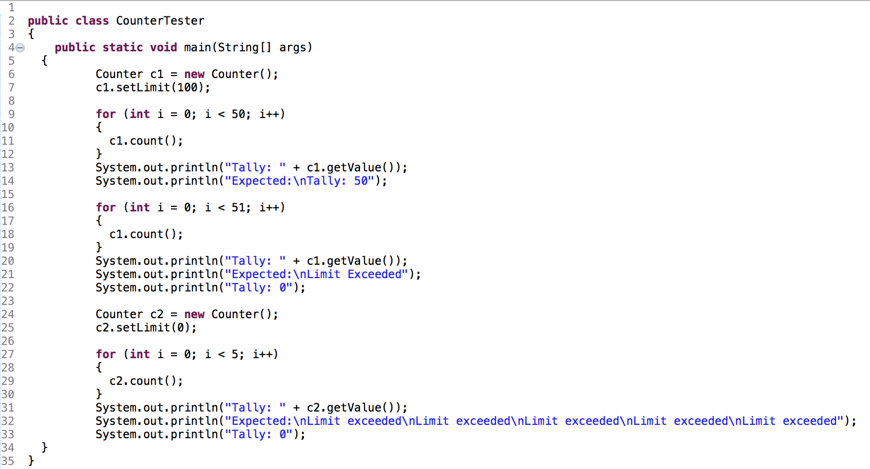 a tally counter. 3 **/ 4 public class Counter 5 6 private
