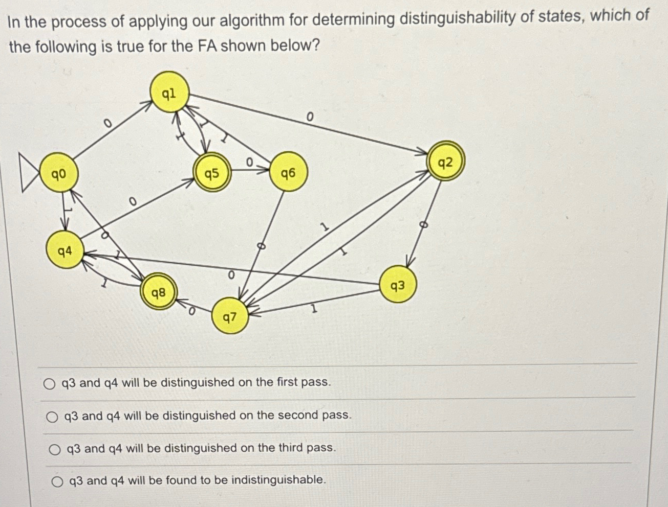  In the process of applying our algorithm for determining distinguishability of