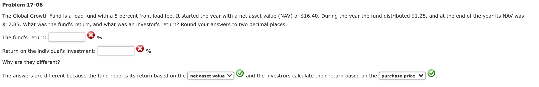 Problem 17-06 The Global Growth Fund is a load fund with