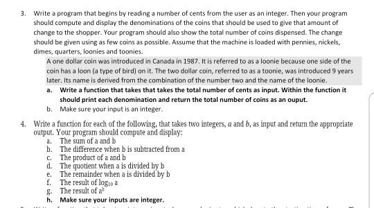  using python 3. Write a program that begins by reading a