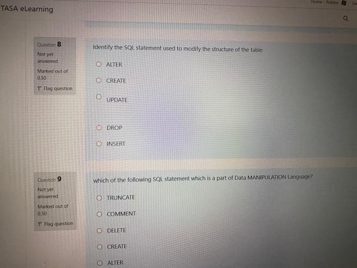 the following is NOT a property of Tables? Not yet answered Marked