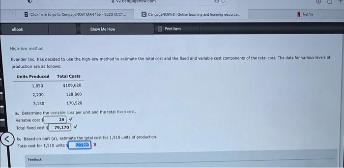  Evander Inc. has decided to use the high-low method to estimate