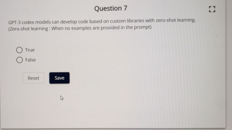  Question 7 GPT-3 codex models can develop code based on custom