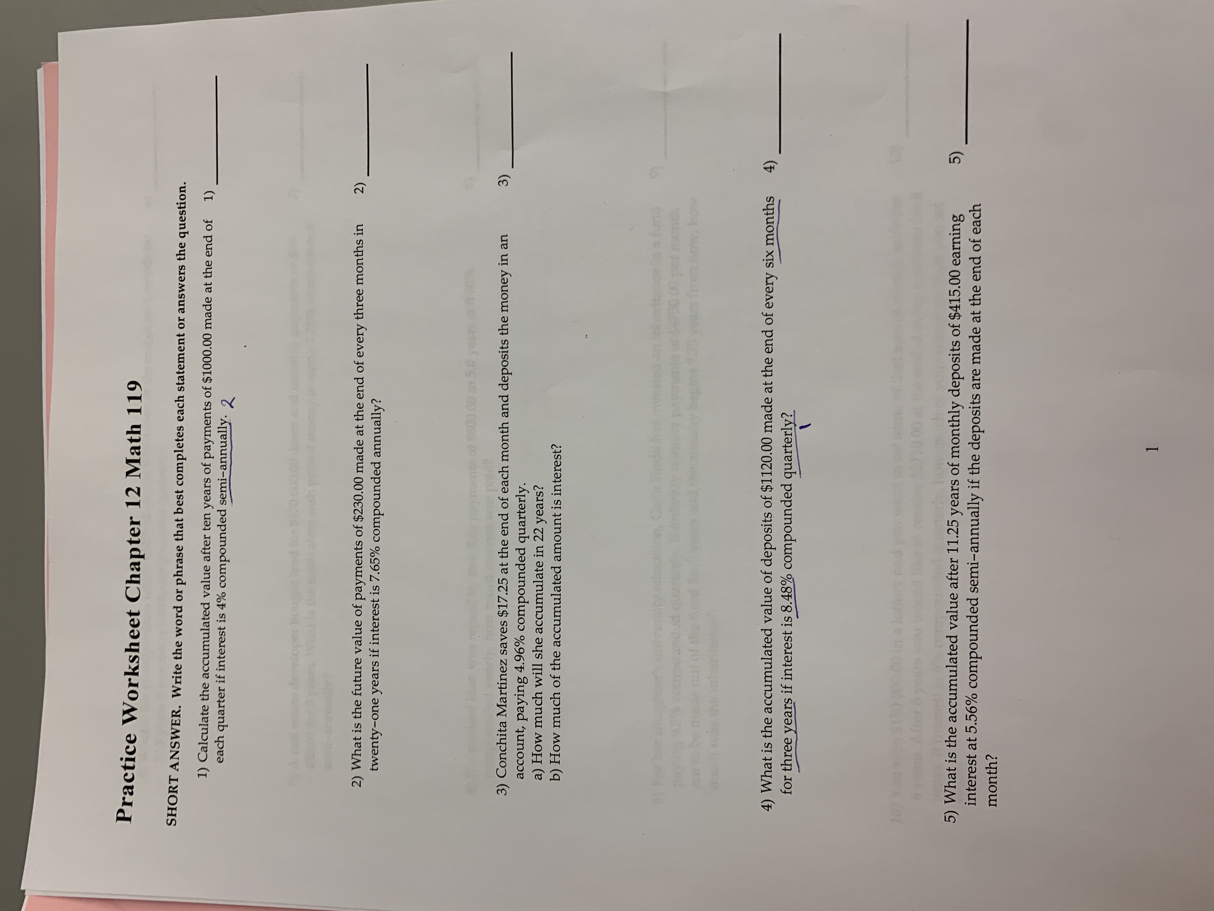  SHORT ANSWER. Write the word or phrase that best completes each