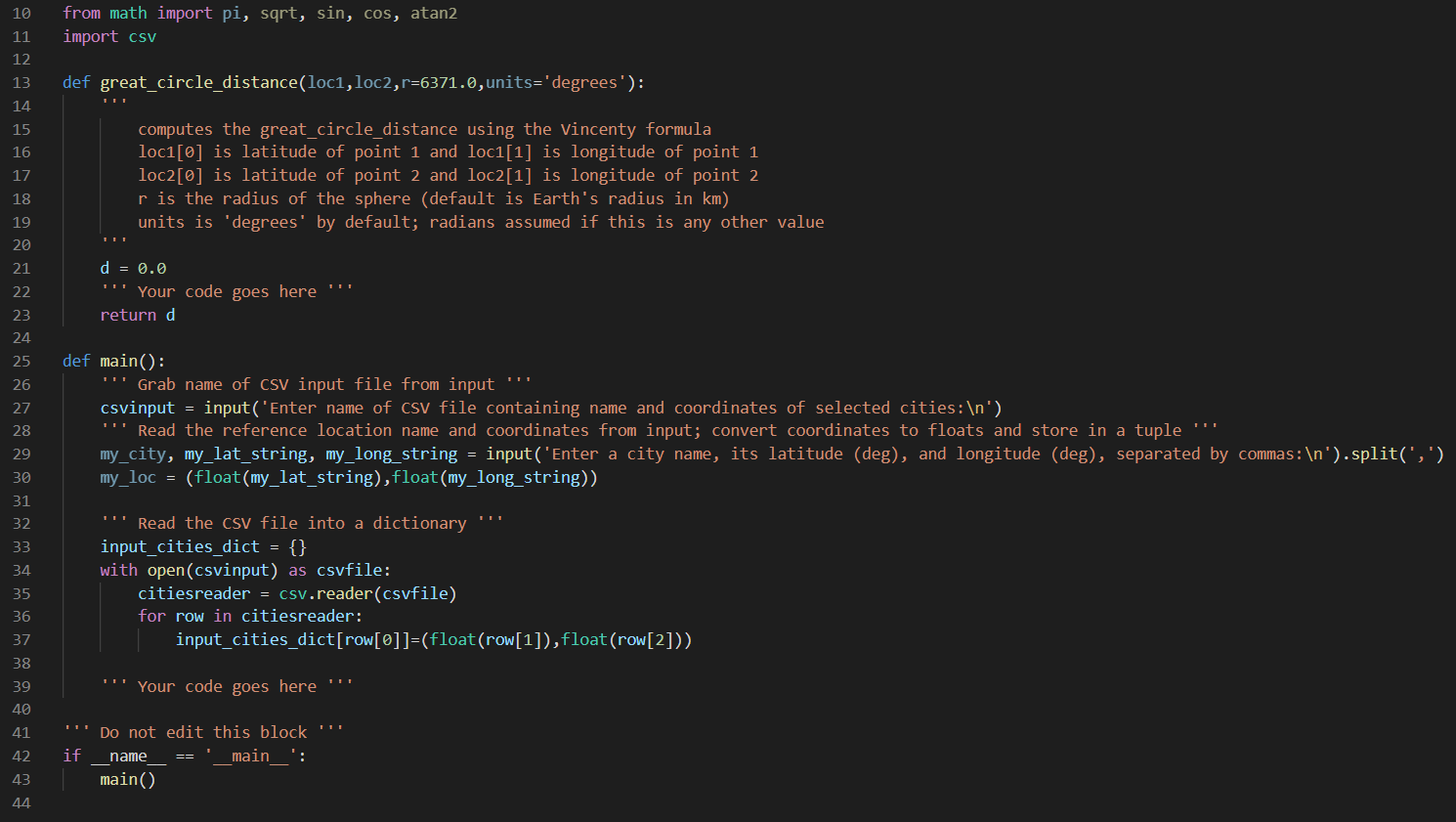 the great circle containing those two points. The great circle is the