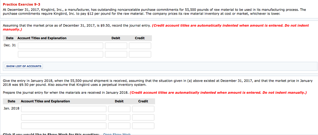  Practice Exercise 9-3 At December 31, 2017, Kingbird, Inc., a manufacturer,