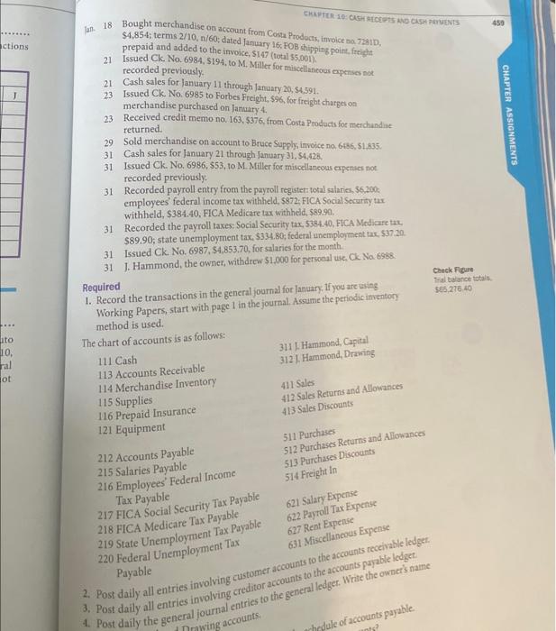 following transactions were completed by Hammond Auto Supply during January, which is