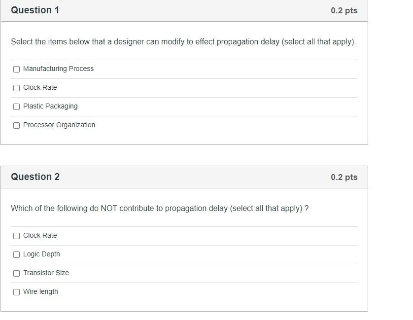 Question 1 0.2 pts Select the items below that a designer