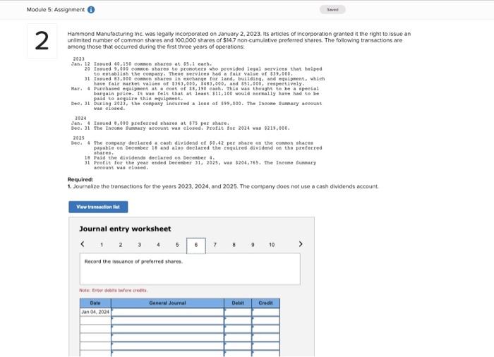 years of operations: 2023 Jaf, 12 Issued 40,150 connon shares at $5,1