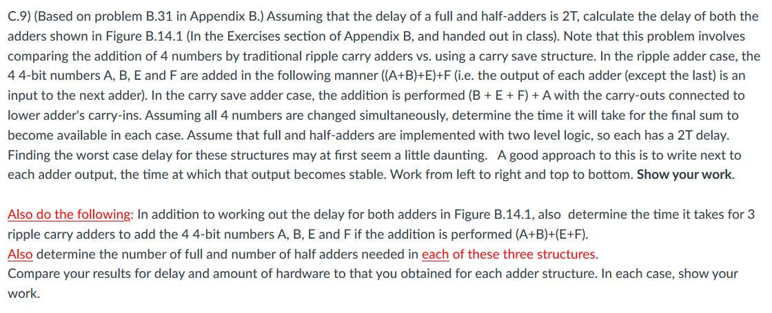  C.9) (Based on problem B.31 in Appendix B.) Assuming that the