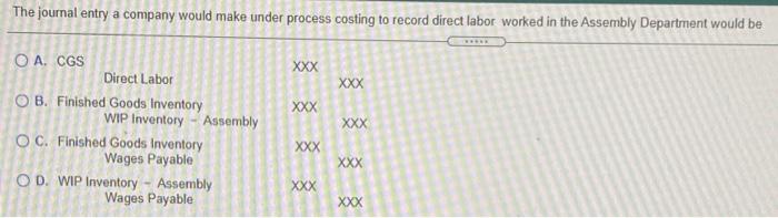  The journal entry a company would make under process costing to