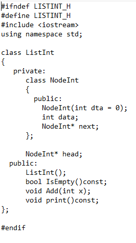 of Integers program that we have discussed in lecture. The draft listInt