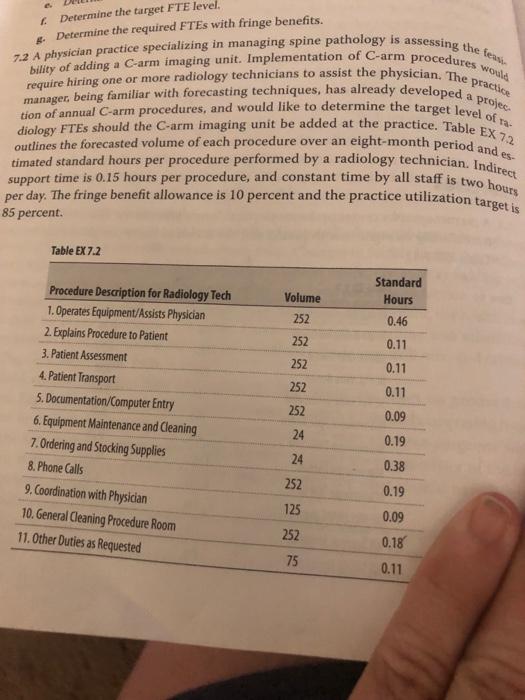7.2 a,b & c 6. Determine the target FTE level, # Determine