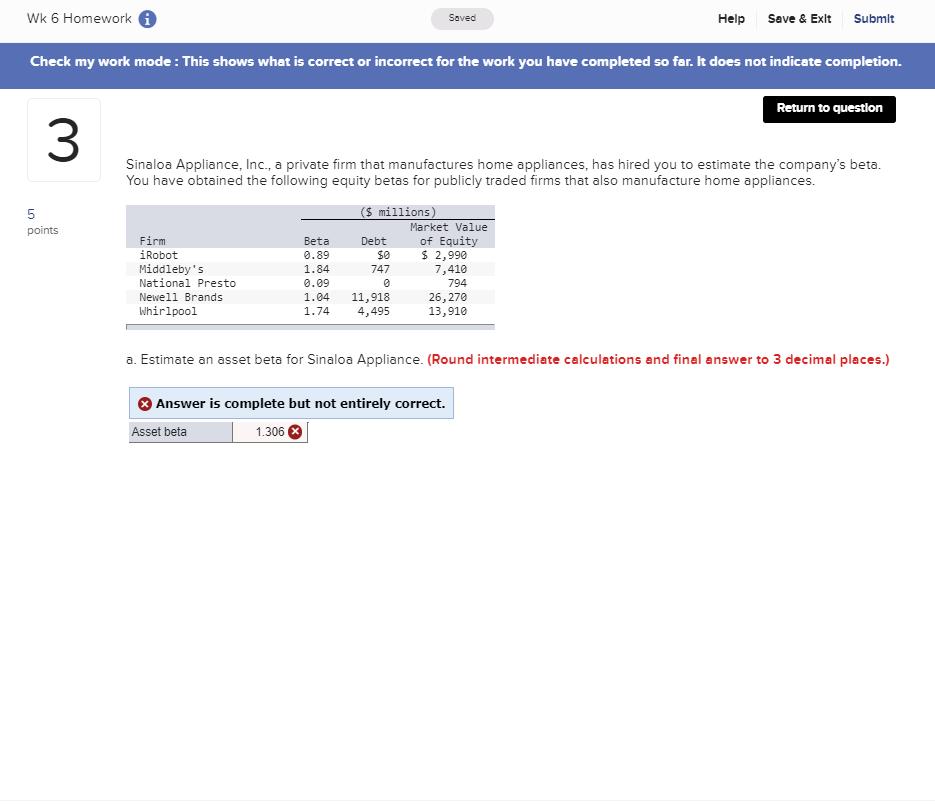 Wk 6 Homework A Saved Help Save & Exit Submit Check