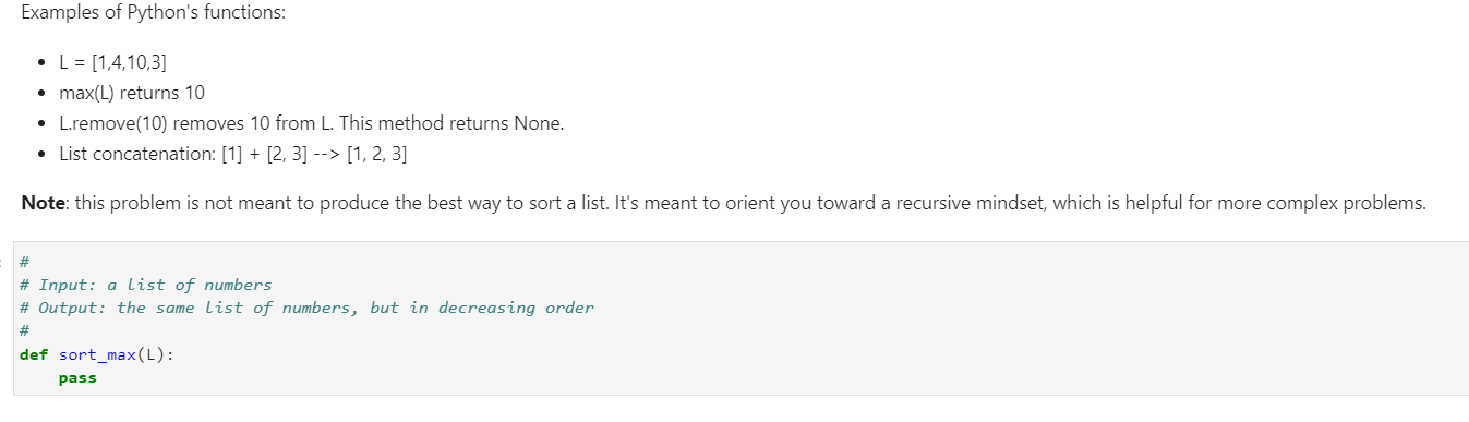 on the following recursive strategy: - Note: this strategy returns a list,