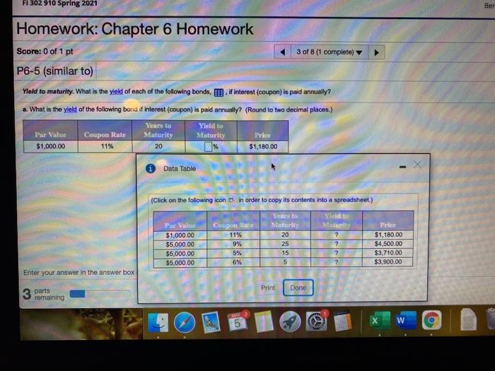  F1 302 910 Spring 2021 Ber Homework: Chapter 6 Homework Score: