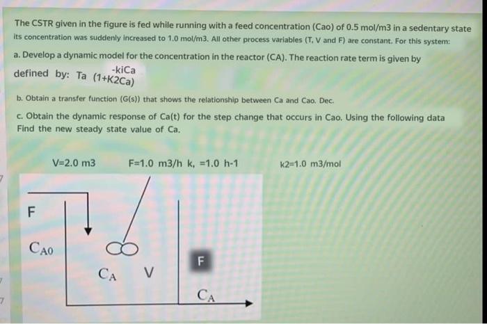  The CSTR given in the figure is fed while running with